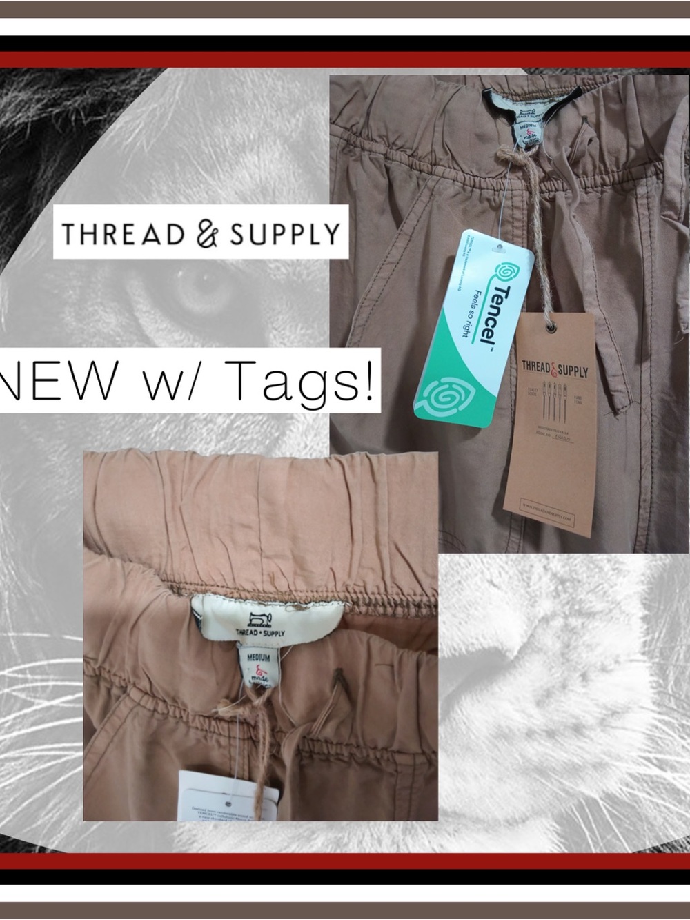 *NWT* - Thread & Supply Khaki Cargo style Jogger Ankle Pants Sz M + FGWP! - Picture 5 of 7